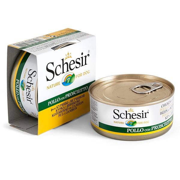 Schesir Chicken Ham – консерви з курячим філе і шинкою для дорослих собак