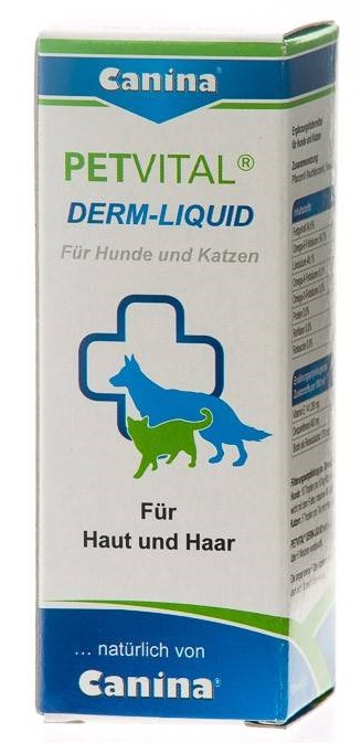 Canina Petvital Derm Liquid – препарат для котів і собак із проблемною шкірою та шерстю