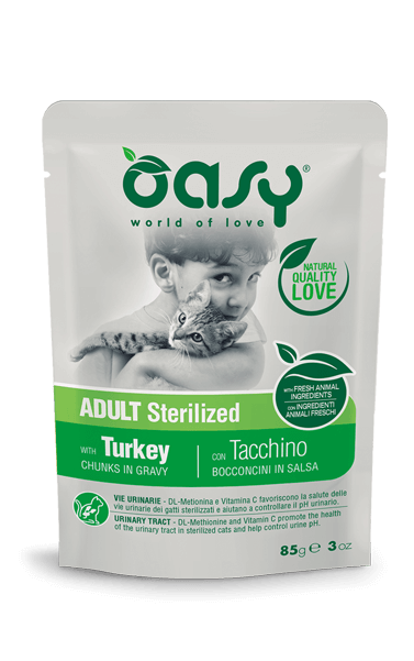 OASY CAT Adult Sterilized индейка – кусочки индейки в соусе для кастрированных котов  или стерилизованных взрослых кошек