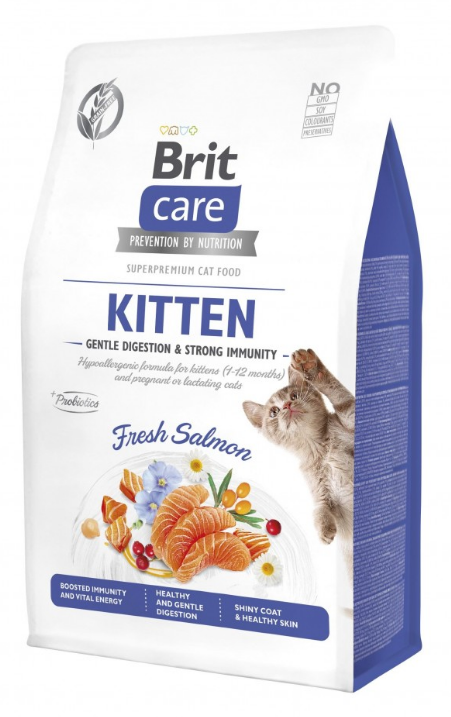 Brit Care Cat Nutrition Kitten Gentle Digestion Strong Immunity with Salmon– сухой корм для котят с чувствительным пищеварением и слабым имунитетом с лососем