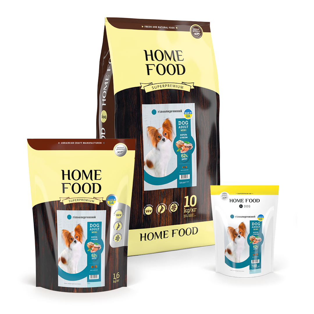 Home Food Adult Mini - Гіпоалергенний сухий корм «Форель з рисом» для дорослих собак дрібних порід