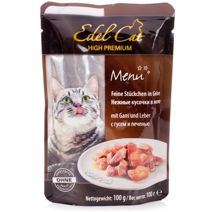 Edel Cat влажный корм для кошек с гусем и печенью в желе
