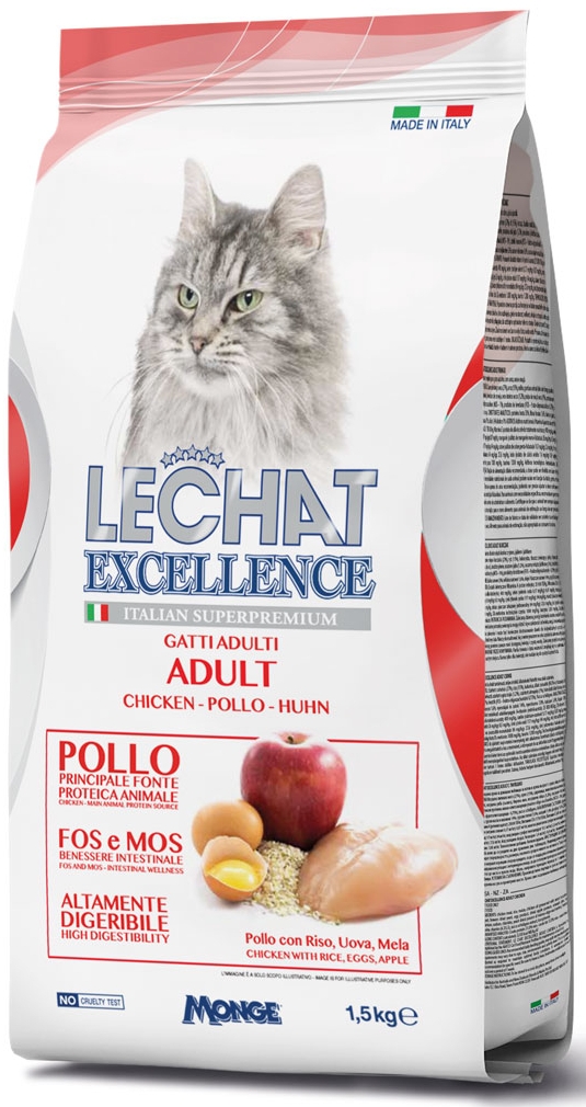 MONGE LECHAT EXCELLENCE CAT ADULT CHICKEN – сухой корм для взрослых кошек с курицей