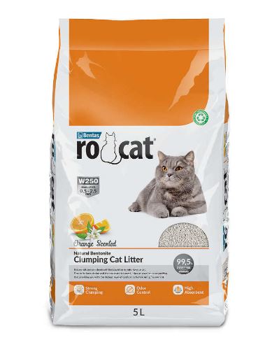 RoCat Cat Litter Orange - Бентонитовый наполнитель для кошачьего туалета с ароматом цитрусовых