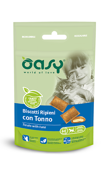 OASY CAT TREATS Tuna - хрусткі ласощі з кремовою начинкою тунець