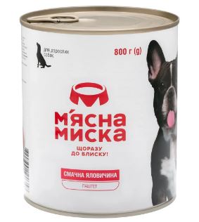 Мясная Миска - Влажный корм для взрослых собак мясной с говядиной