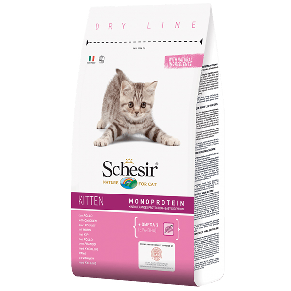 Schesir Cat Kitten  – сухой монопротеиновый корм с курицей для котят