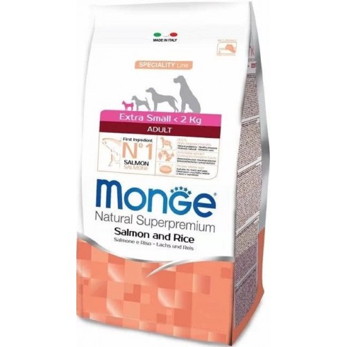 MONGE EXTRA SMALL ADULT SALMON – сухой корм с лососем для взрослых собак миниатюрных пород