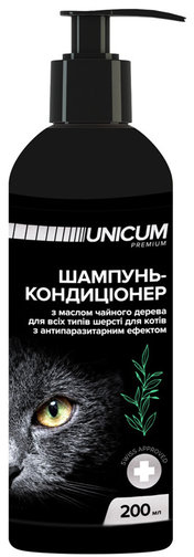 Unicum Premium шампунь-кондиционер с маслом чайного дерева для котов