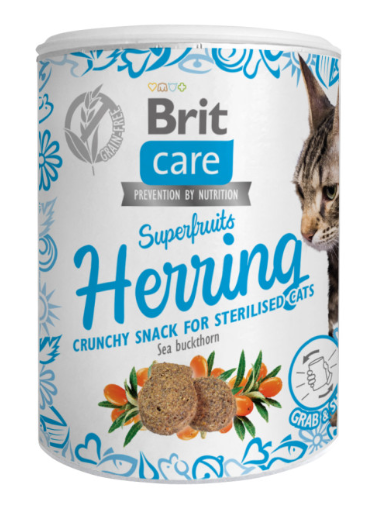 Brit Care Cat Snack Superfruits Herring – ласощі з оселедцем для стерилізованих котів