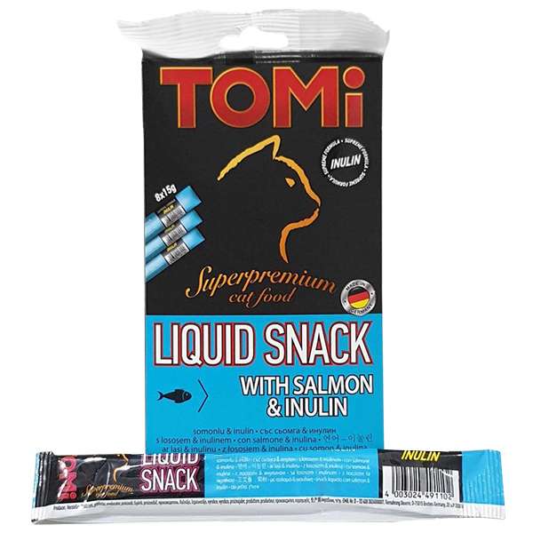 TOMi Liquid Snack Salmon&Inulin - кремові ласощі для котів лосось та інулін