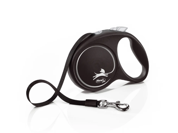 Flexi Black Design L – повідець-рулетка для собак вагою до 50 кг, стрічка