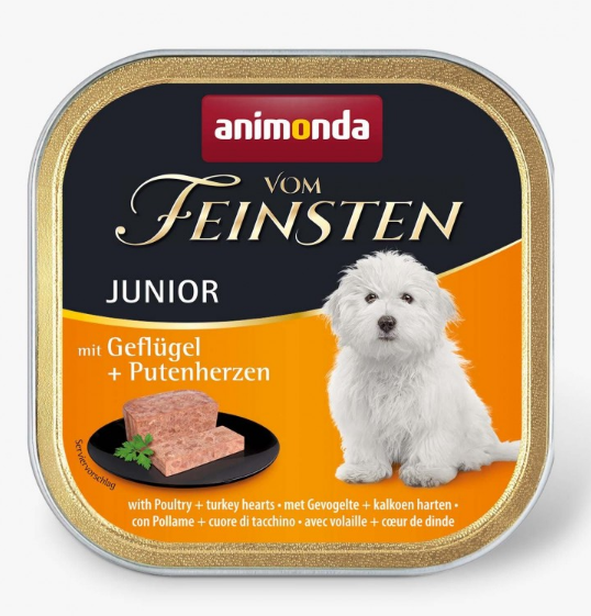 Animonda Vom Feinsten Junior with Poultry + turkey heards – паштет з м'ясом птиці та індичими сердечками для цуценят