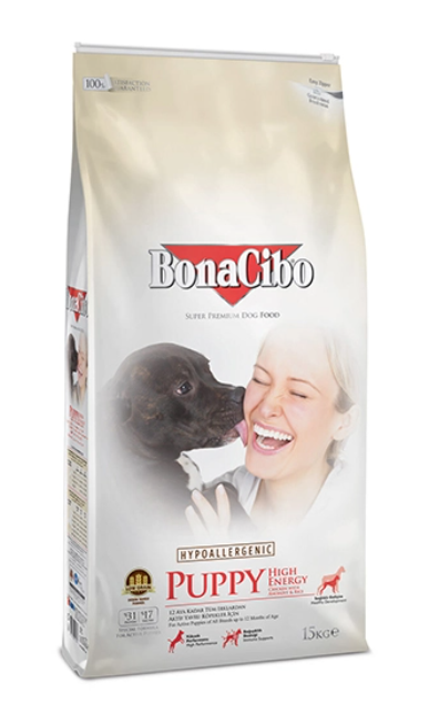 BonaCibo Hypoallergenic Puppy High Energy Chicken&Rice with Anchovy– сухий гіпоалергенний корм з м'ясом курки, анчоусами та рисом для активних щенят всіх порід