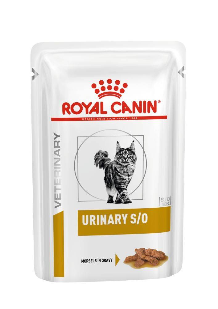ROYAL CANIN URINARY S/O FELINE Pouches wet in gravy – лечебный влажный корм, кусочки в соусе, для взрослых котов при заболеваниях нижних мочевыводящих путей