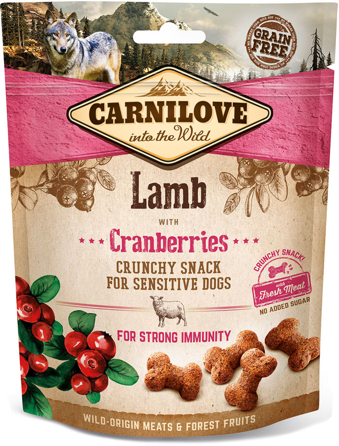 Carnilove Dog Crunchy Snack лакомства с ягненком и клюквой для собак