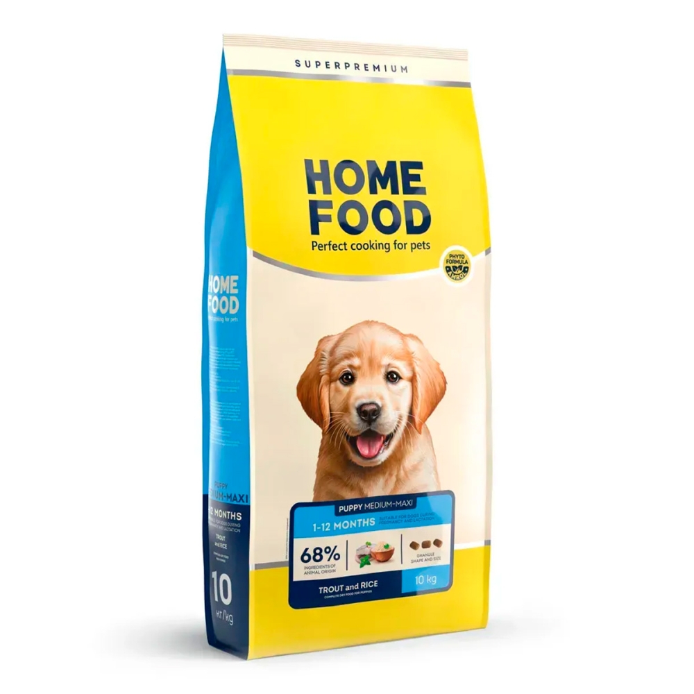 Home Food Puppy Medium/Maxi - Гіпоалергенний сухий корм «Форель з рисом» для цуценят собак середніх та великих порід