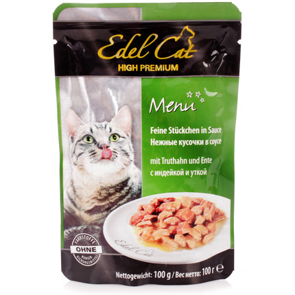 Edel Cat - вологий корм для кішок з індичкою і качкою в соусі