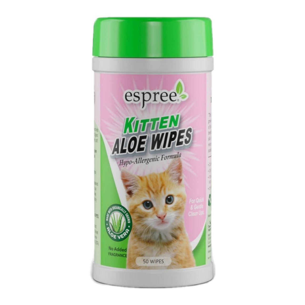Espree Kitten Aloe Wipes – вологі серветки для очищення шерсті та шкіри кошенят