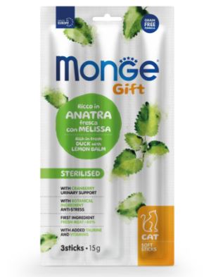 Monge Gift Soft Sticks Cat Sterilised утка с мелисой