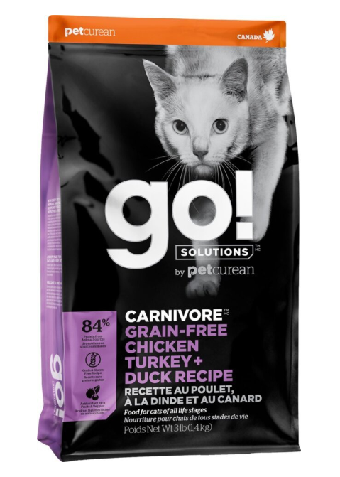 GO! Carnivore Grain Free Chicken, Turkey + Duck Recipe Cat Formula - сухий корм з куркою, індичкою та качкою для дорослих котів та кошенят