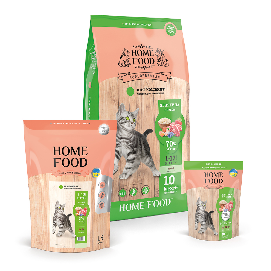 Home Food с ягненком и рисом – сухой корм для котят