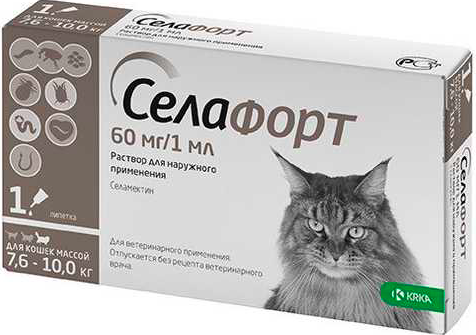СелаФорт KRKA – противопаразитарный препарат для собак и кошек від 7.6 кг до 10 кг