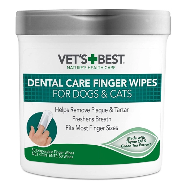 Vet's Best Dental Care Finger Wipes - салфетки для ухода за полостью рта (50 шт)