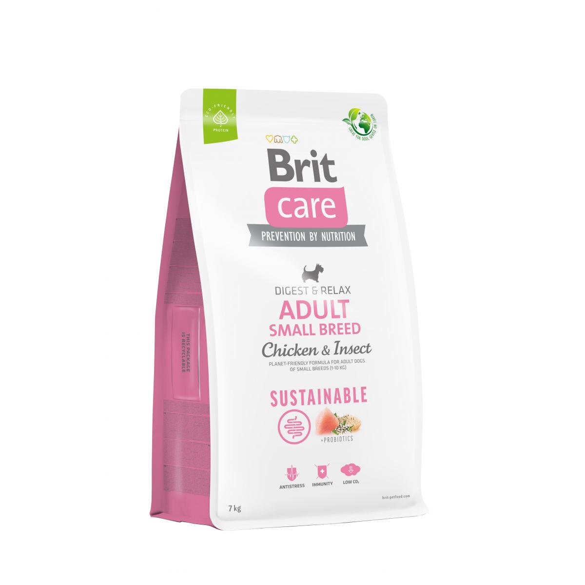 BRIT CARE SUSTAINABLE ADULT SMALL BREED CHIKEN & INSECT – сухой корм с курицей и насекомыми для взрослых собак малых пород