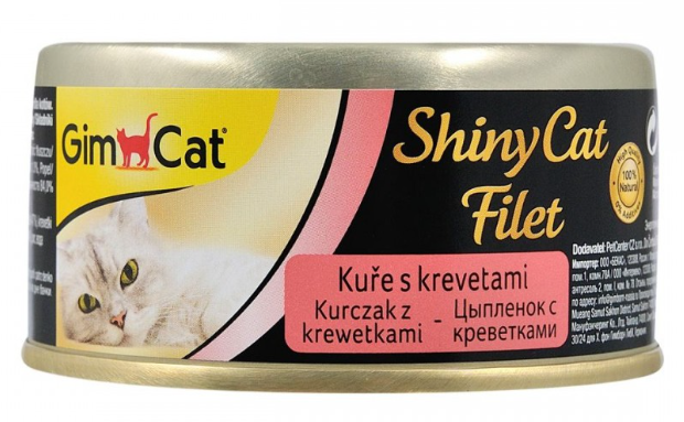 GimCat Shiny Cat Filet курица, креветки – влажный корм с курицей и креветками для кошек