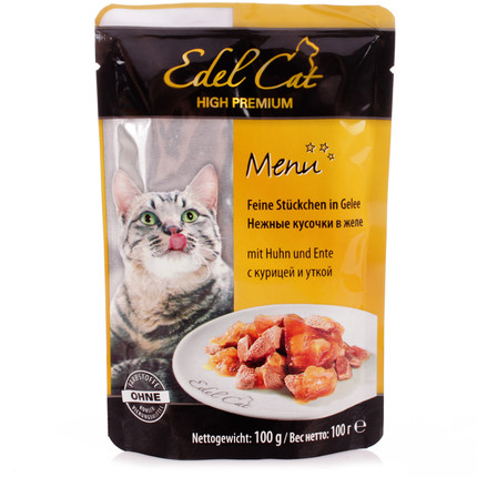 Edel Cat - вологий корм для кішок з куркою і качкою в желе