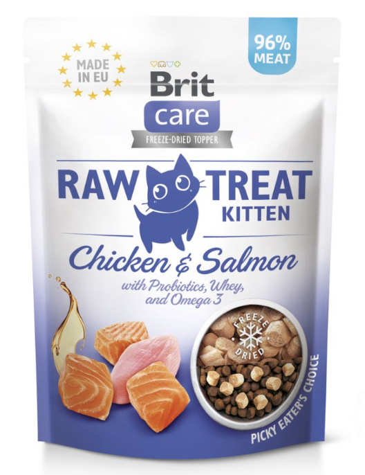 Brit Raw Treat Kitten Freeze-dried - сублімовані ласощі з куркою та лососем для кошенят