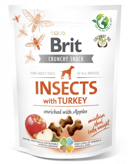 Brit Care Dog Crunchy Cracker Insects Turkey - функціональні ласощі з комахами та індичкою для собак