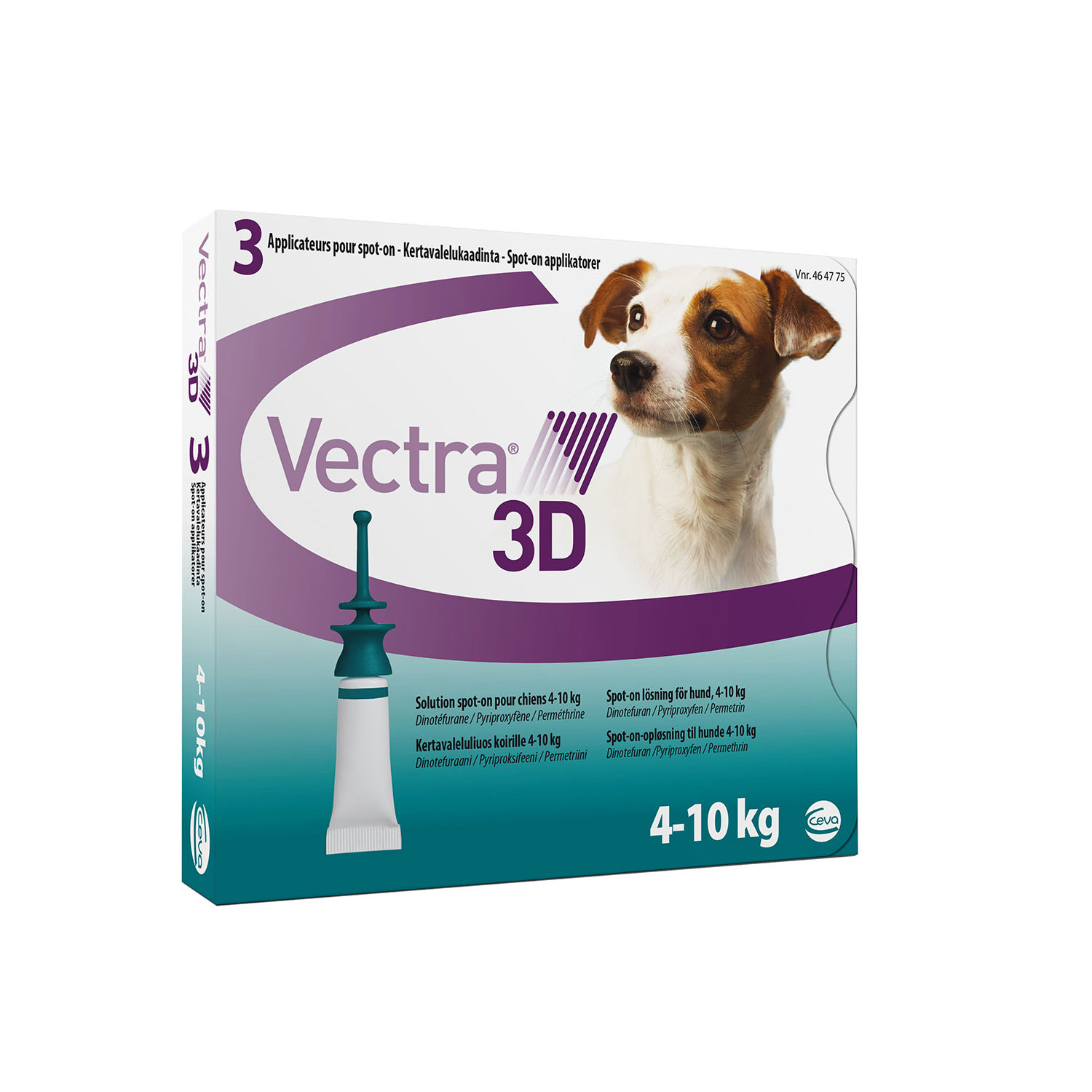 Vectra 3D капли от блох и клещей для собак весом от 4 кг до 10 кг