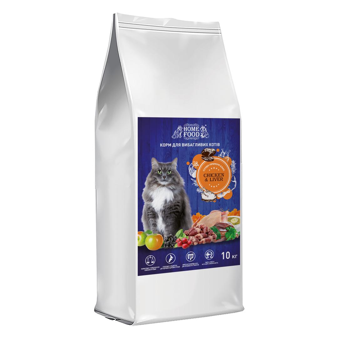 Home Food з куркою та печінкою – сухий корм для дорослих вибагливих котів