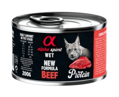 Alpha Spirit Beef for adult cats – полнорационный влажный корм для взрослых кошек с говядиной и дыней