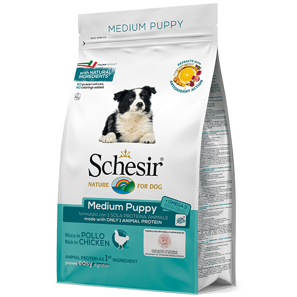 Schesir Dog Medium Puppy – сухий монопротеїновий корм для цуценят середніх порід