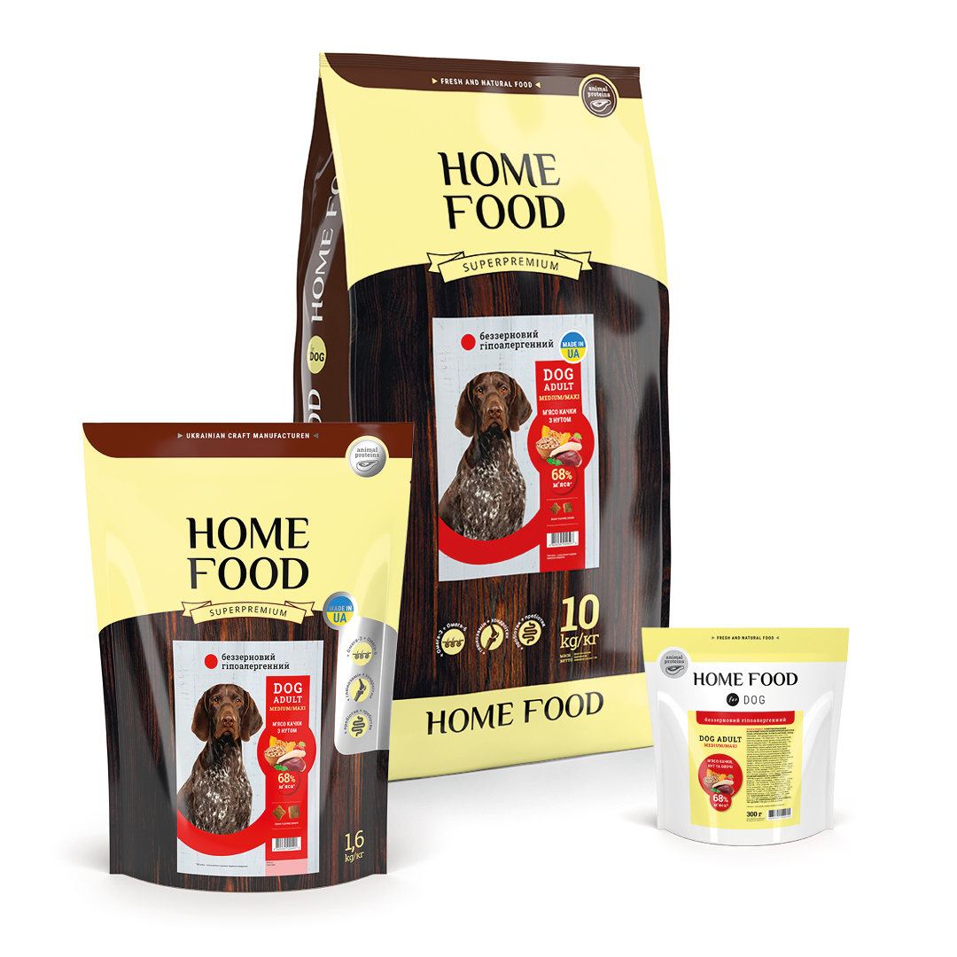Home Food Adult Medium/Maxi - Сухий беззерновой гіпоалергенний корм «М'ясо качки з нутом та овочами» для дорослих собак середніх та великих порід