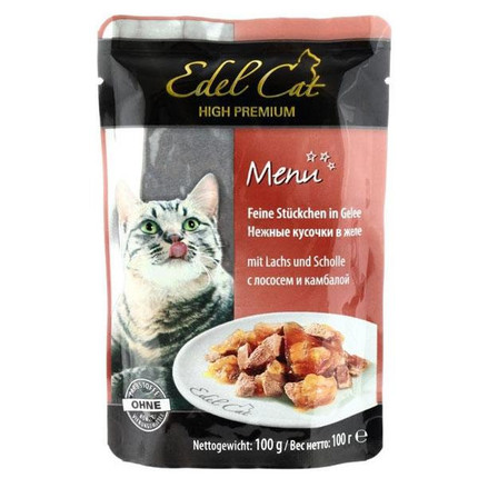 Edel Cat - вологий корм для кішок з лососем і камбалою в желе