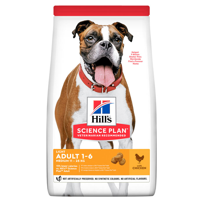 HILL'S SCIENCE PLAN ADULT MEDIUM  LIGHT – сухий корм з куркою для малоактивних дорослих собак середніх порід