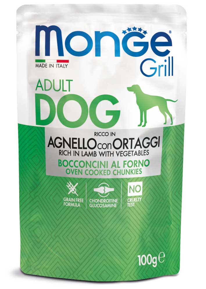 MONGE GRILL WITH LAMB AND VEGETABLES – вологий корм з ягнятиною та овочами для собак