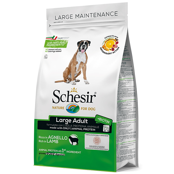 Schesir Dog Large Adult Lamb – сухой монопротеиновый корм с ягненком для собак крупных пород