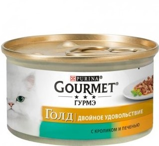 GOURMET Gold Duo консерва с кроликом и печенью для взрослых котов
