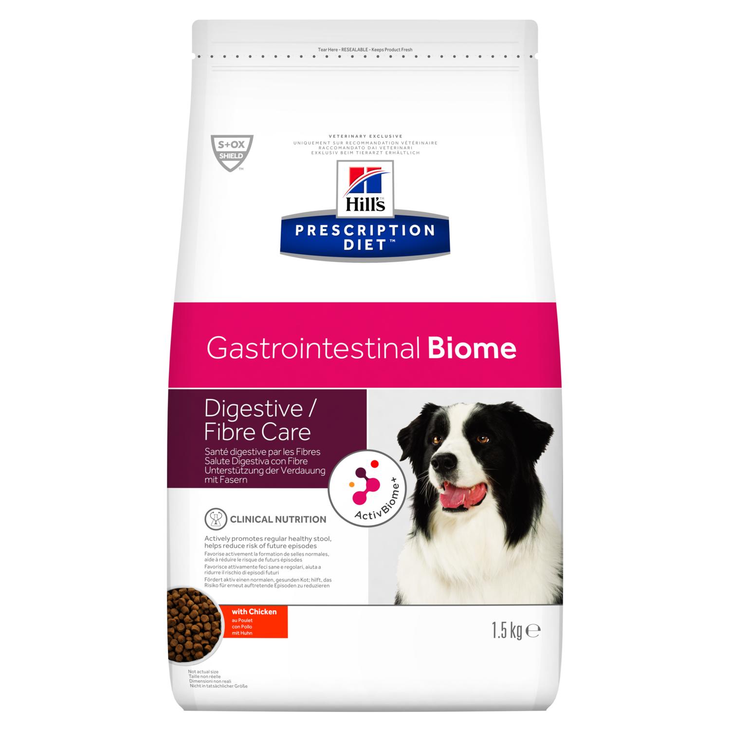 Hill's PRESCRIPTION DIET Gastrointestinal Biome – лечебный сухой корм для собак поддерживает регулярный стул и помогает снизить риск нарушения пищеварения