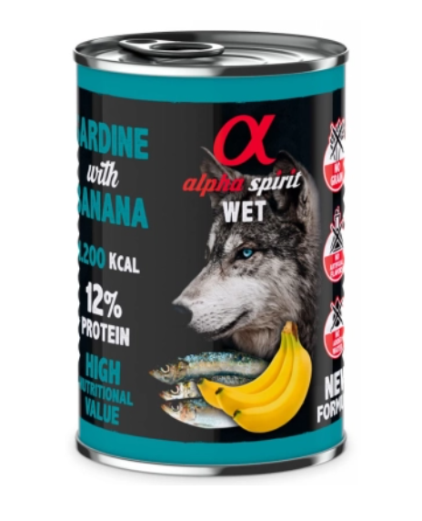 Alpha Spirit Sardine with Banana - вологий корм з сардиною та бананами для дорослих собак