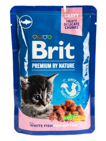 Brit Premium Cat Pouch White fish – влажный корм с белой рыбой для котят