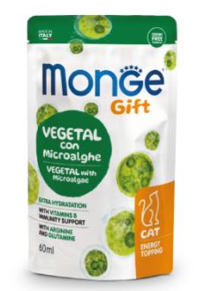 MONGE GIFT ENERGY TOPPING VEGETAL CAT З Microalgae - це додатковий корм для кішок різного віку.