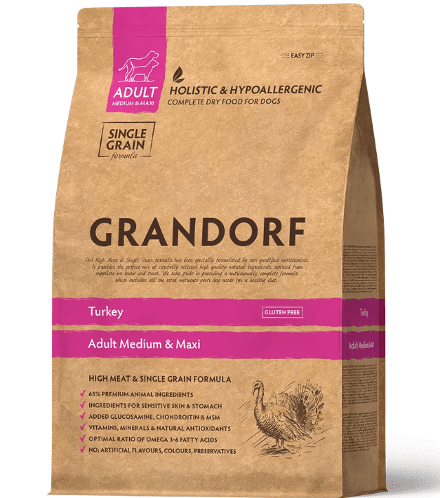 GRANDORF Turkey Medium & Maxi Dogs – сухой корм для собак средних и крупных пород с индейкой