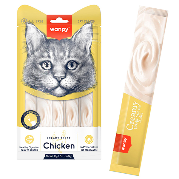 Wanpy Creamy Lickable Treats Chicken - кремові ласощі для котів з куркою