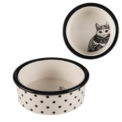 Trixie Zentangle керамічна миска для котів, чорно-біла